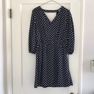 ModCloth Navy Dress with White Polka Dots- Large